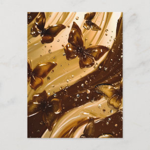Golden Metallic Butterfly Glam Abstract Holiday Postcard