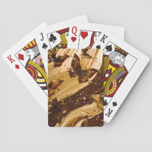 Golden Metallic Butterfly Glam Abstract Playing Cards