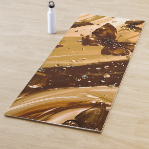 Golden Metallic Butterfly Glam Abstract Yoga Mat