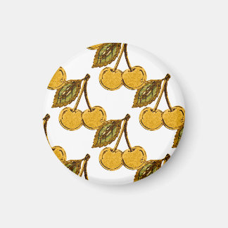 Golden Metallic Cherries Pattern Magnet