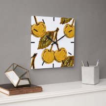 Golden Metallic Cherries Pattern