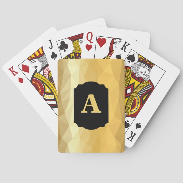 Golden metallic design initial playing cards. cards (Back)