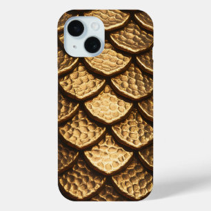 Golden Metallic Dragon Scales iPhone 15 Case