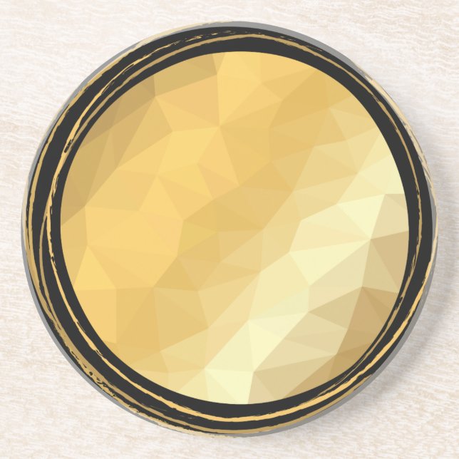 Golden metallic effect geometric design coaster. coaster (Front)