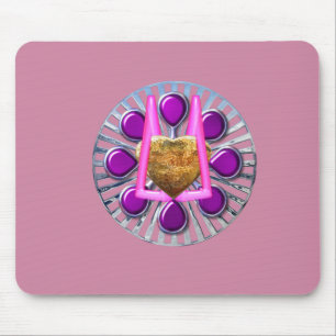 Golden Metallic Heart Stand Mouse Pad