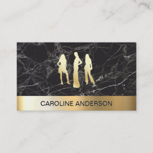 Golden Metallic Models Black Marble Colour Block Business Card