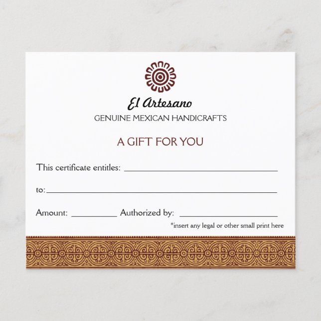 Golden Mexican Rose Gift Certificate White (Front)