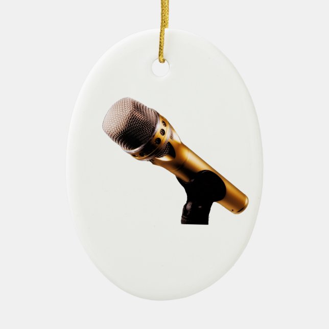 Golden Microphone Ceramic Tree Decoration (Front)