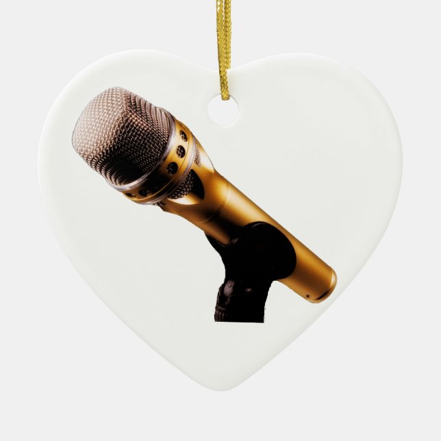 Golden Microphone Ceramic Tree Decoration (Front)