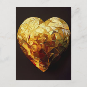 Golden Midas Touched Heart Glass Art Postcard