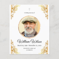 Golden Minimalist Obituary Memorial Service