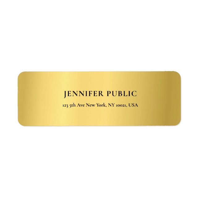 Golden Modern Glamourous Gold Chic Return Address (Front)