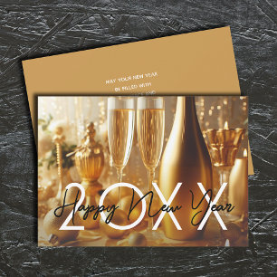 Golden Modern Happy New Year Greeting Holiday Card