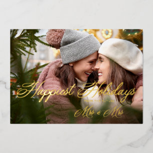 Golden Modern Mrs & Mr Happiest Holidays Christmas
