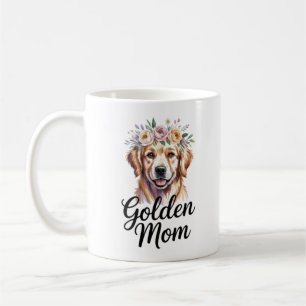 Golden Mom Golden Retriever Floral Coffee Mug Gold