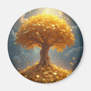golden money tree gold coins magnet