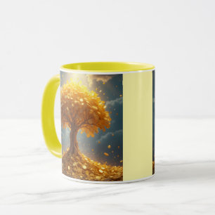 golden money tree gold coins mug