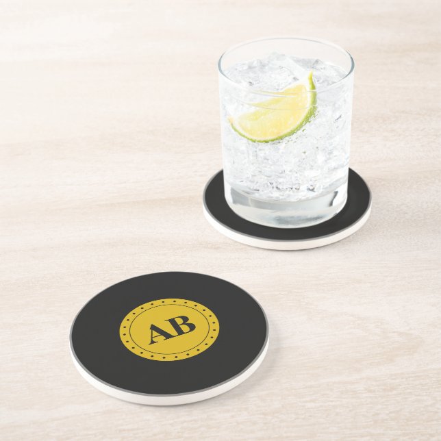 Golden monogram design coaster (Side)