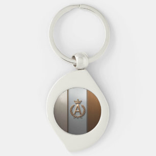Golden Monogram Emblem A Key Ring