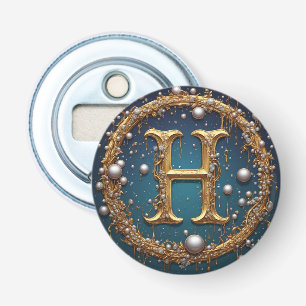 Golden Monogram Initial Letter H Bottle Opener