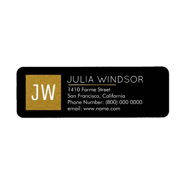 golden monogram (name + initials) black (Front)