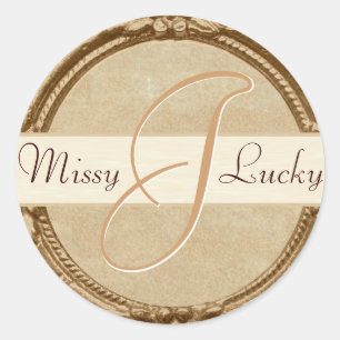Golden Monogram Sticker/Seal Classic Round Sticker
