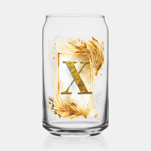 Golden Monogram X Decorated Frame Can Glass
