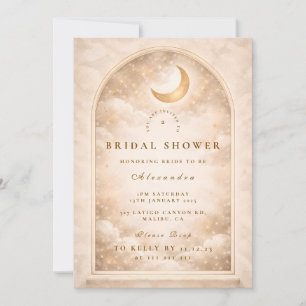 Golden Moon Arch Celestial Bridal Shower Invitation