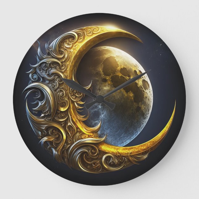 Golden Moon Astrology Teacher Coach Spiritual Large Clock (Front)