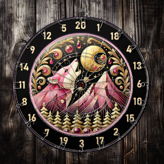 Golden Moon Embraces Pink Wolf’s Elegance Dartboard