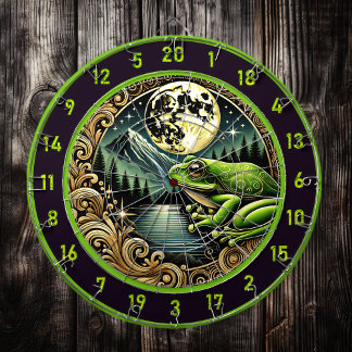 Golden Moon Highlights Green Gold Frog Dartboard