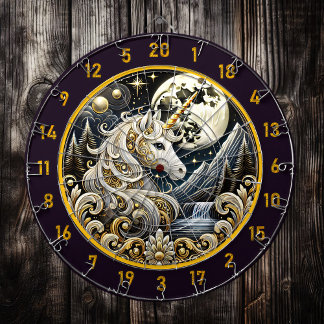Golden Moon Highlights White Unicorn’s Grace Dartboard