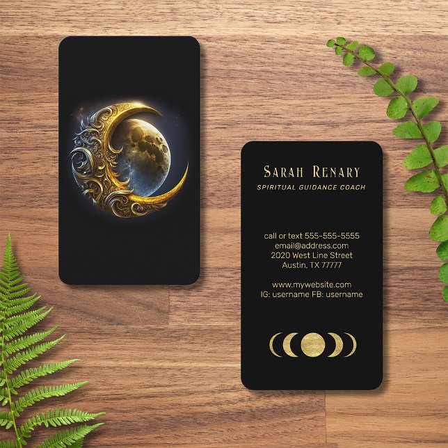 Golden Moon Lunar Teacher Coach Spiritual Business Card (Creator Uploaded)