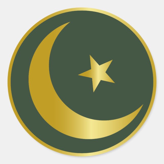 Golden Moon & Star Design Classic Round Sticker (Front)