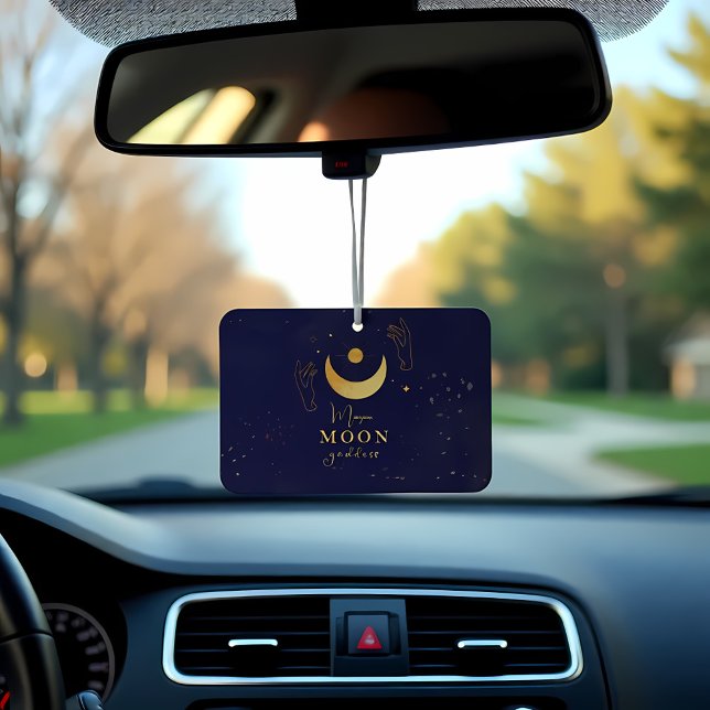 Golden Moon With Hands Personalized Car Air Freshener (Creator Uploaded)