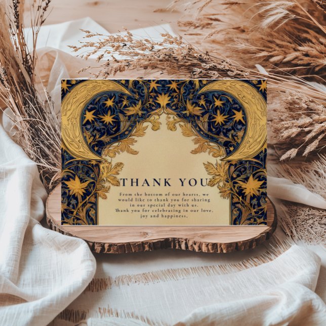 Golden Moonlit Baroque Wedding Thank You Card (Creator Uploaded)