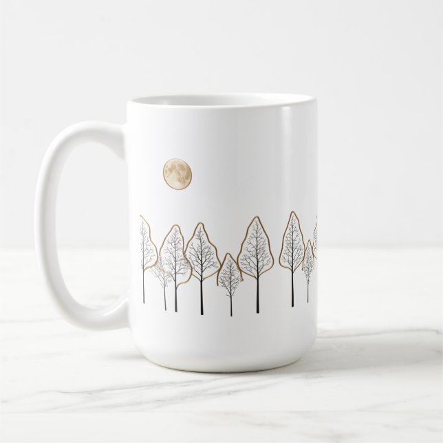 Golden Moonlit Forest – Minimal Art Classic Mug (Left)