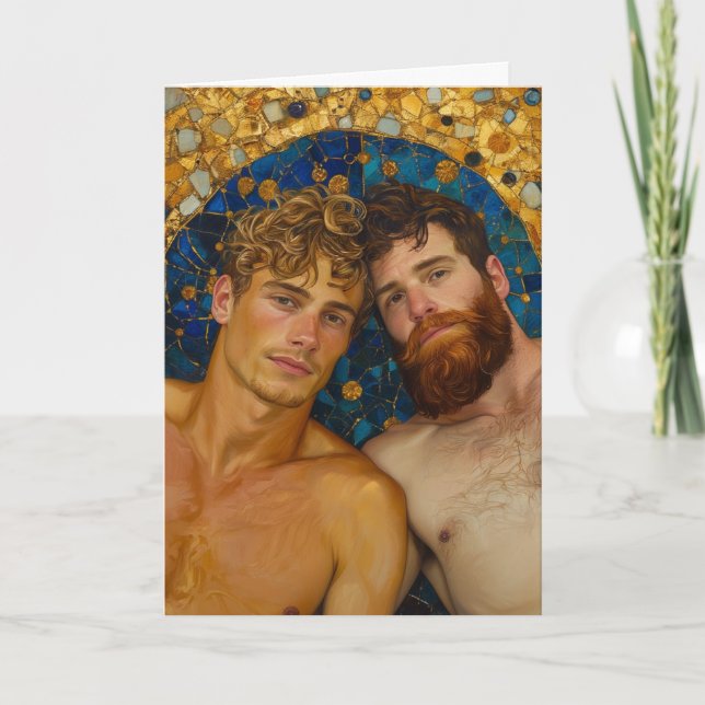 Golden Mosaic Embrace Card (Front)