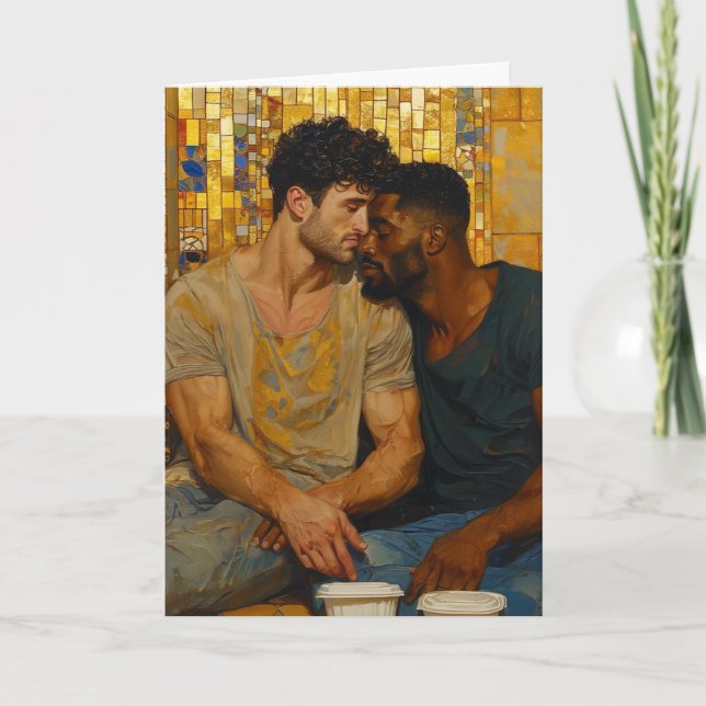 Golden Mosaic Embrace Card (Front)