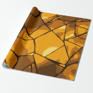 Golden Mosaic Glass Art Wrapping Paper