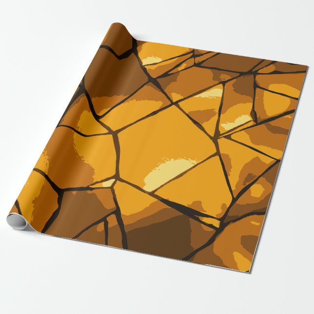 Golden Mosaic Glass Art Wrapping Paper (Unrolled)