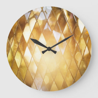 Golden Mosaic: Shining Glass Effect. Large Clock
