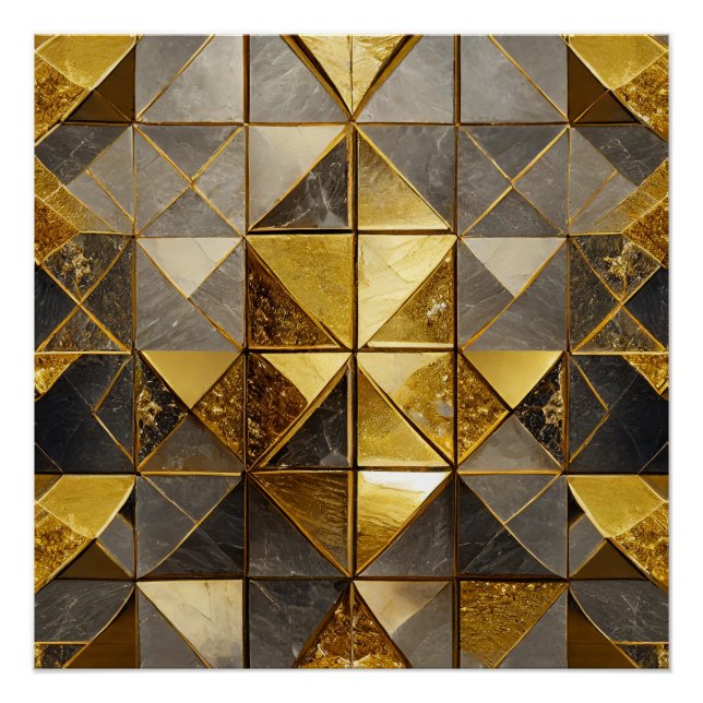 Golden Mosaic Tiles  Poster (Front)