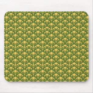Golden Moss Damask Bows Mouse Pad