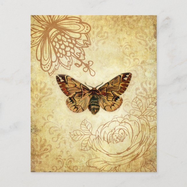 Golden Moth Vintage Scrapbook Paper (Front)