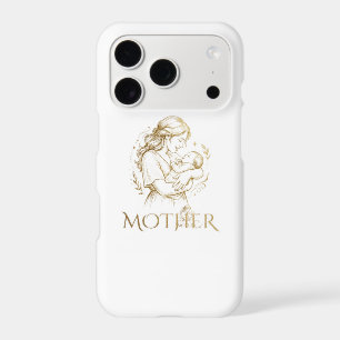 Golden Mother and Baby Line Art with Transparent B
