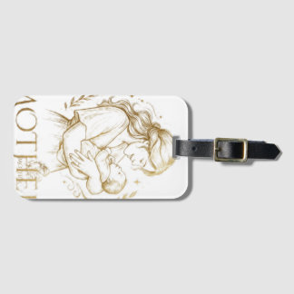 Golden Mother and Baby Line Art with Transparent B Luggage Tag