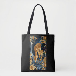 Golden mother deer tote bag