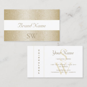 Golden Mother of Pearl Snake Pattern with Monogram Business Card