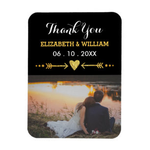 Golden Motif Wedding Magnet Favour Photo Thank You
